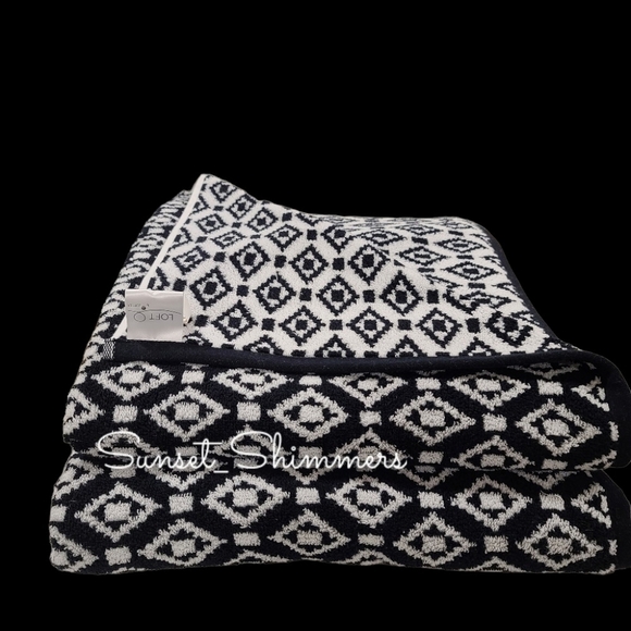 8pc Loft 2 Bath 2 Hand 4 Washcloth Black & White Diamond Tile Towel Set New - Picture 5 of 11